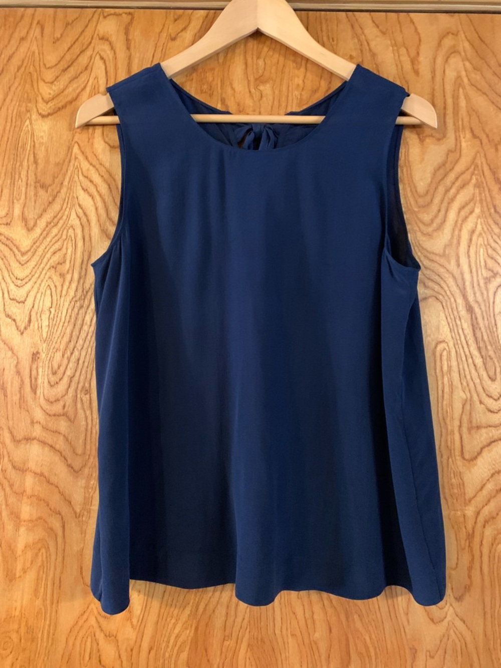 100% Silk Madewell Navy Blue Sleeveless Camisole with Back Bow Detail